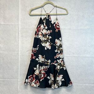NWT PHILOSOPHY Dress Women's Small Navy Floral V-Neck Midi Sleeveless Ruffled